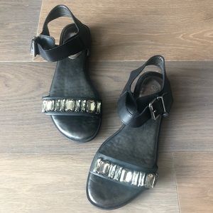 CE collection black sandals gems shiny size 6.5 cute chic walking shoes